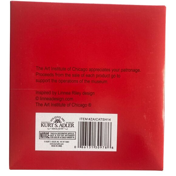 Vintage Kurt Adler Linnea Riley Glass Cat in Santa Hat Ornament Art Inst Chicago - Picture 3 of 8